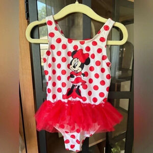 Disney One Piece Swimsuit Toddler Girl Minnie Mouse Tutu Bathing Suit polka dots